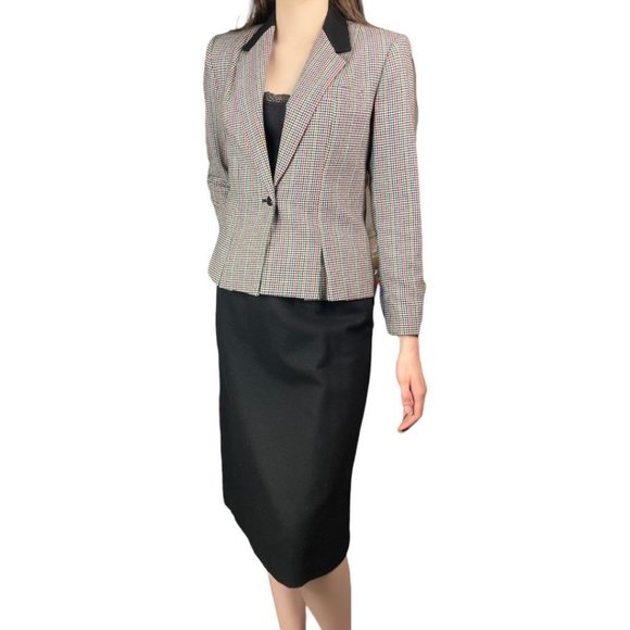 VINT Stirling Copper Multicolor Tweed Blazer Skirt Set Wool Blend Fits 0 Petite - Picture 7 of 9